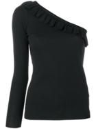 Red Valentino One-shoulder Ribbed Top - Black