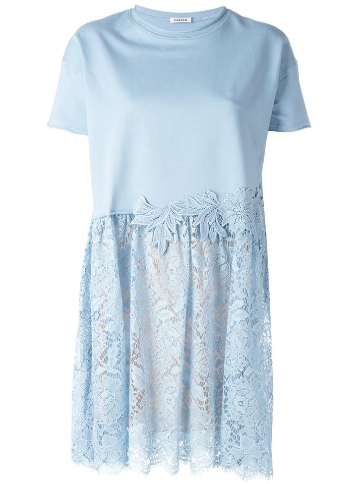 P.a.r.o.s.h. Lace Skirt T-shirt Dress, Women's, Size: Medium, Blue, Cotton/polyester/spandex/elastane