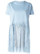 P.a.r.o.s.h. Lace Skirt T-shirt Dress, Women's, Size: Medium, Blue, Cotton/polyester/spandex/elastane