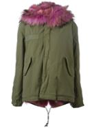 Mr & Mrs Italy Hood Detail Parka Coat, Women's, Size: Xs, Green, Cotton/leather/racoon Fur/coyote Fur