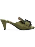 No21 Open Toe Buckled Mules - Green