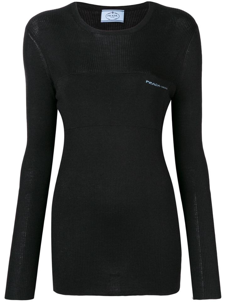 Prada Logo Knitted Top - Black
