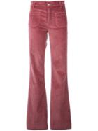 The Seafarer Flared Corduroy Trousers, Women's, Size: 28, Pink/purple, Cotton/spandex/elastane