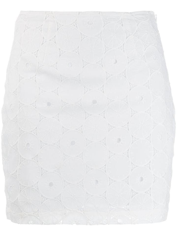 Staud Anglaise Lace Embroidered Skirt - White