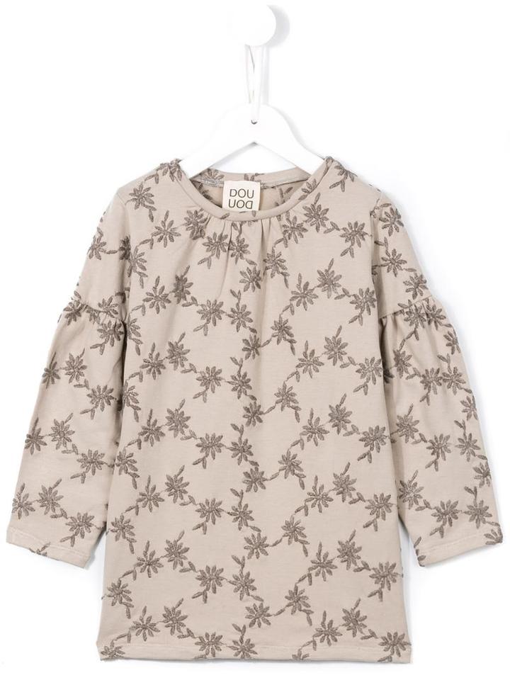 Douuod Kids Floral Embroidered Jumper, Girl's, Size: 10 Yrs, Nude/neutrals