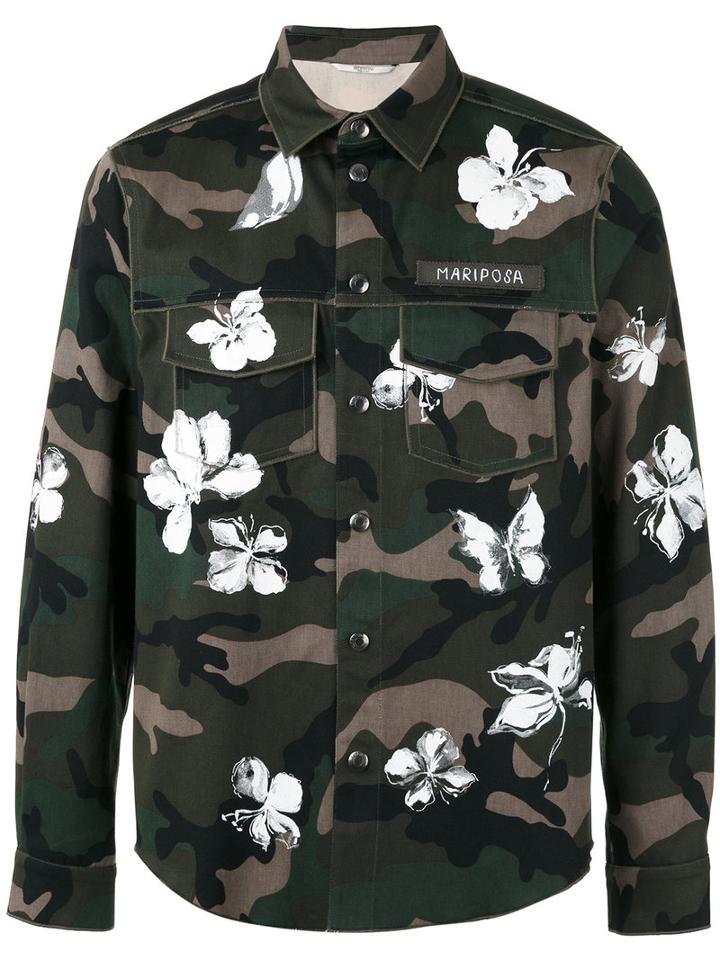 Valentino Camustar Printed Mariposa Shirt, Men's, Size: 50, Green, Cotton