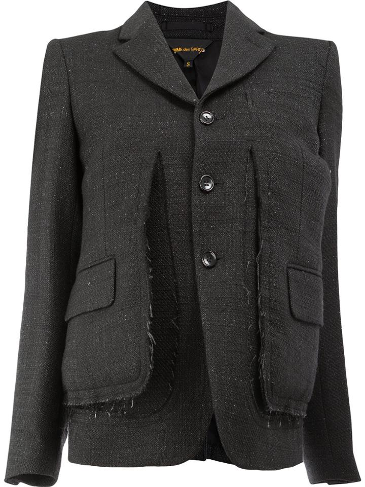Comme Des Garçons Side Pleated Blazer - Black