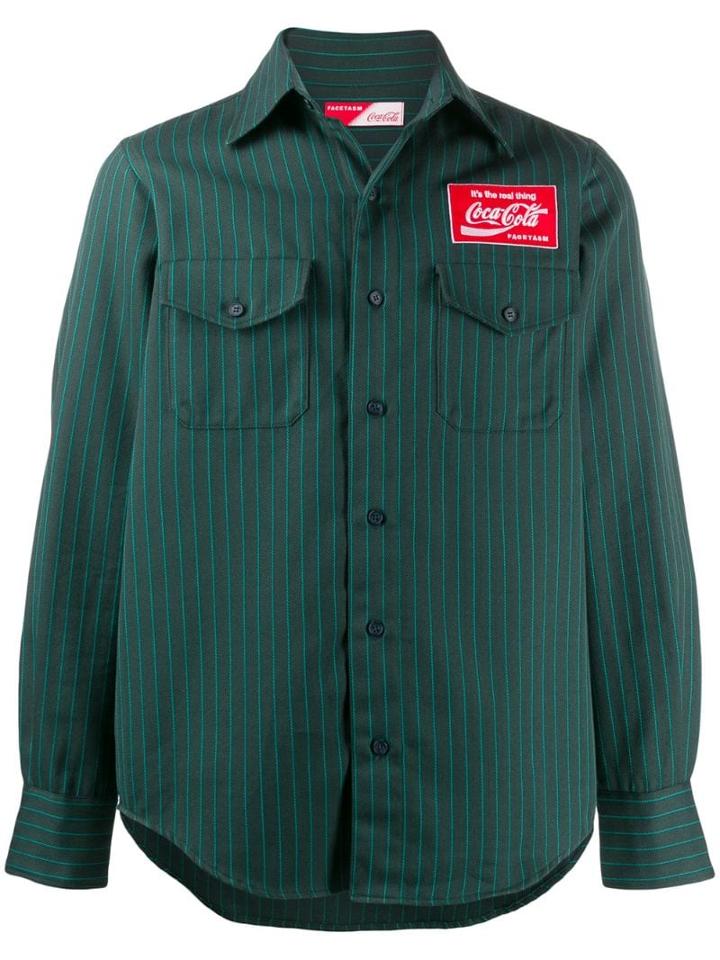 Facetasm X Coca Cola Striped Logo Shirt - Green