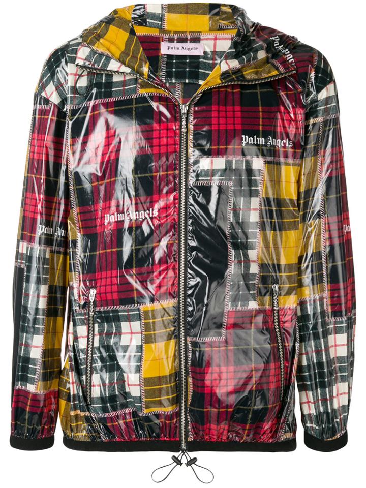 Palm Angels Patchwork Plaid Windbreaker - Red