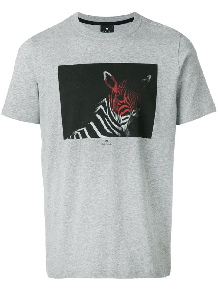 Ps By Paul Smith Zebra Print T-shirt - Grey
