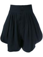 Chloé - High-waisted Shorts - Women - Cotton/linen/flax - 36, Blue, Cotton/linen/flax
