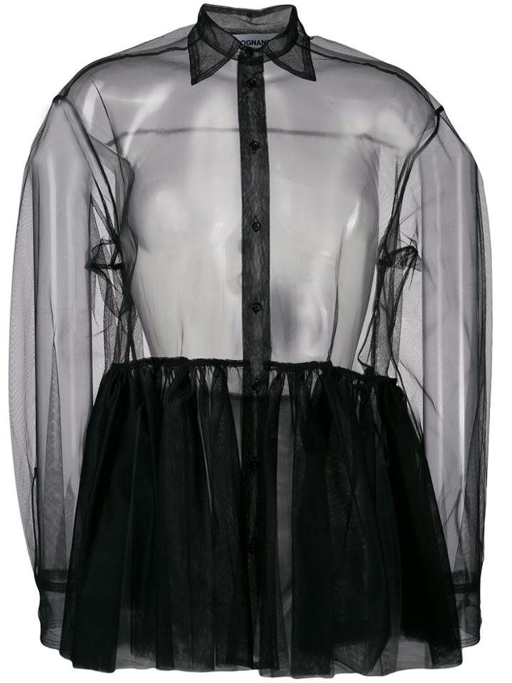 Brognano Sheer Panel Shirt - Black