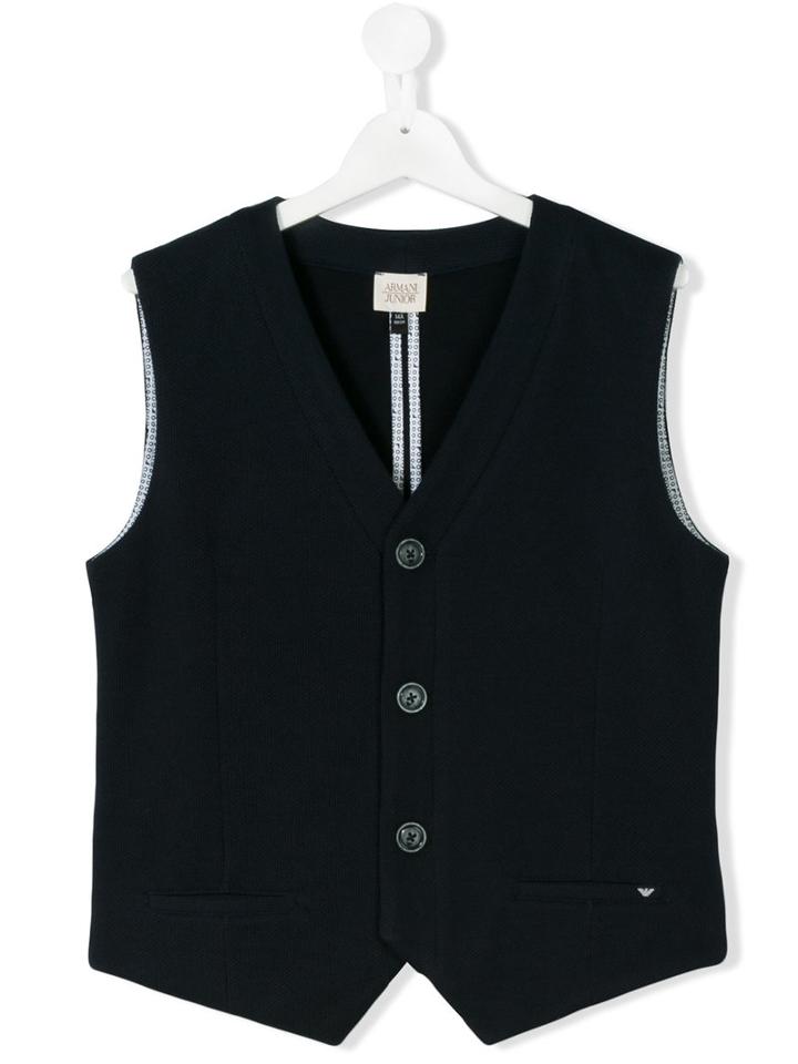 Armani Junior - Teen Woven Waistcoat - Kids - Cotton/polyester/viscose - 14 Yrs, Blue