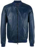 Etro - Zipped Bomber Jacket - Men - Silk/cotton/sheep Skin/shearling/cupro - M, Blue, Silk/cotton/sheep Skin/shearling/cupro