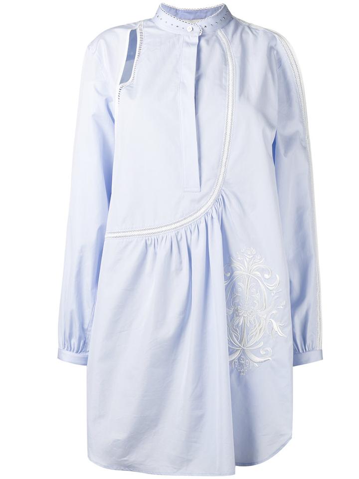 3.1 Phillip Lim - Cold Shoulder Shirt - Women - Silk/cotton - 2, Blue, Silk/cotton