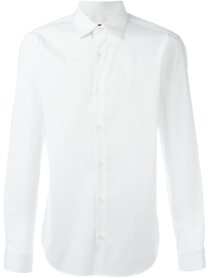 Z Zegna Classic Button Down Shirt, Men's, Size: 44, White, Cotton/spandex/elastane