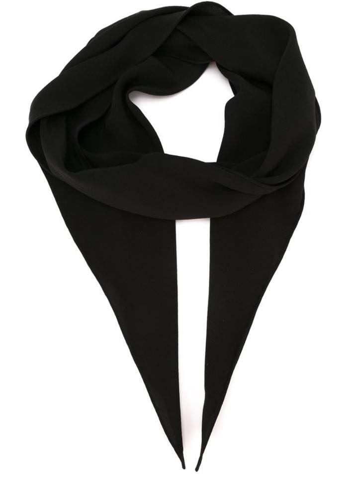 Saint Laurent Angle Tip Neckerchief, Women's, Black, Silk
