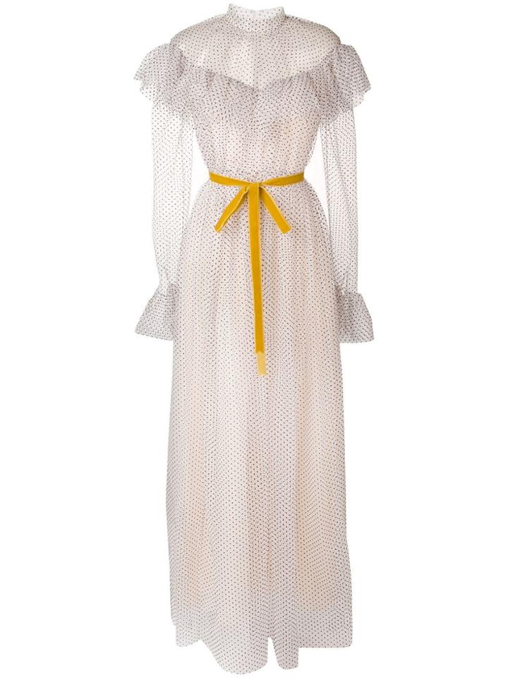 Erdem Long Polka Dot Dress - Neutrals