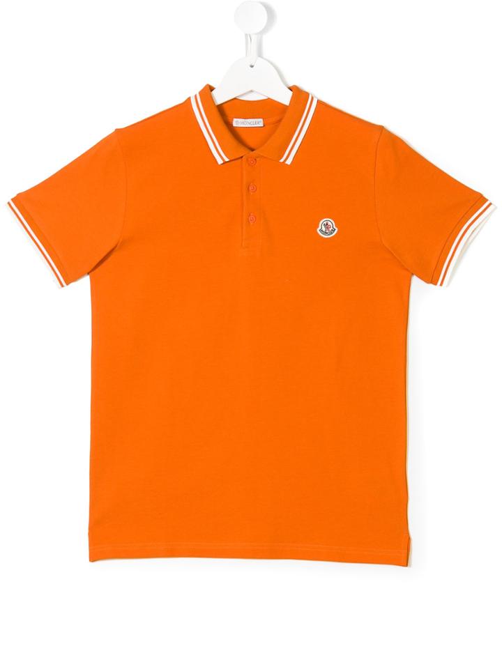 Moncler Kids Logo Patch Polo Shirt - Yellow & Orange