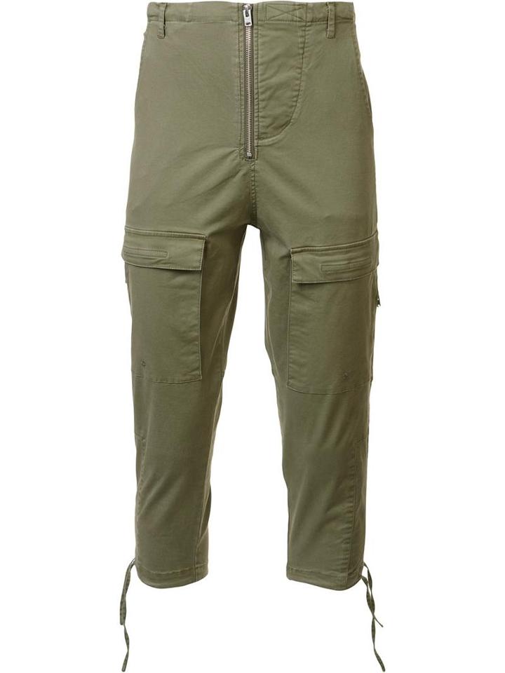 Stampd Camo Cropped Trousers, Men's, Size: 34, Green, Cotton/spandex/elastane
