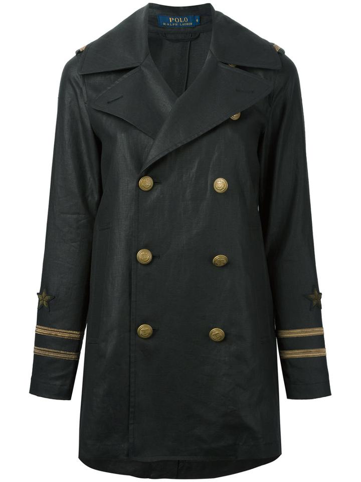 Polo Ralph Lauren - Double-breasted Jacket - Women - Linen/flax - 8, Black, Linen/flax