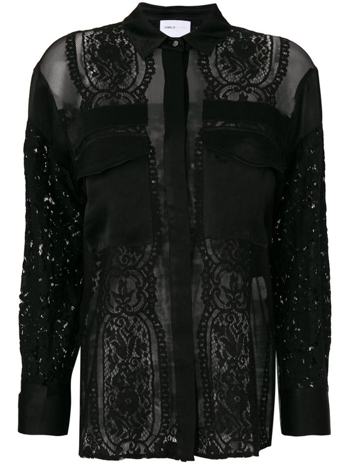 Isabelle Blanche Sheer Lace Blouse - Black