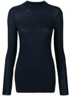's Max Mara Ribbed Side Slit Mock Neck Sweater - Blue