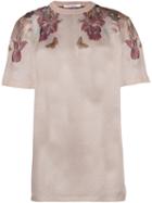 Givenchy Floral Print Sheer T-shirt, Women's, Size: 36, Pink/purple, Silk/cotton/spandex/elastane