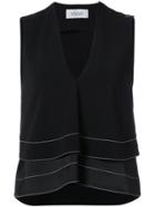 Derek Lam 10 Crosby Tiered V-neck Cropped Top - Black