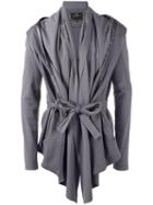 Unconditional - Belted Drape Insert Jacket - Men - Cotton - S, Grey, Cotton