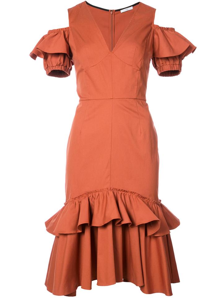Tome Ruffle Trim Fitted Dress - Nude & Neutrals