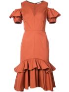 Tome Ruffle Trim Fitted Dress - Nude & Neutrals