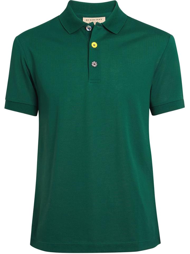 Burberry Painted Button Cotton Piqué Polo Shirt - Green