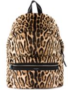 Saint Laurent Fur Leopard Backpack - Brown