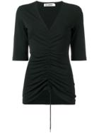 Jil Sander Ruched V-neck Top - Black