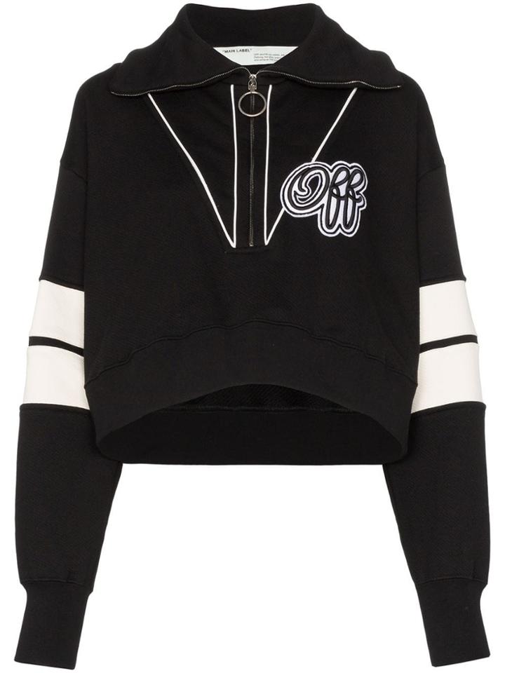 Off-white Logo Print Zipped Sweatshirt - Black