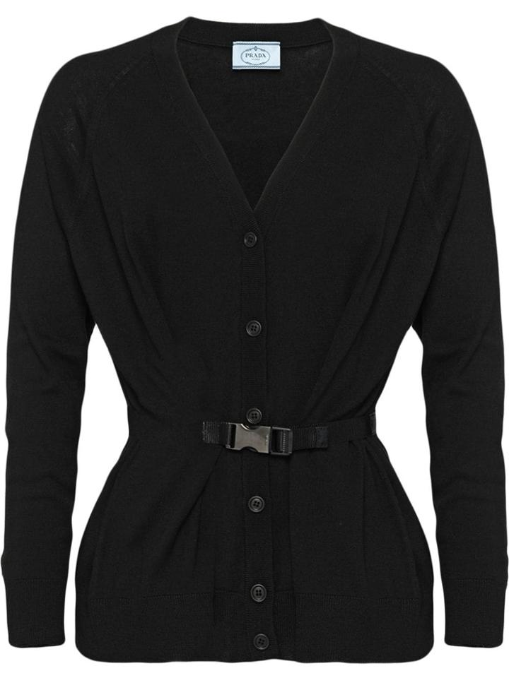 Prada Buckle Detail Cardigan - Black