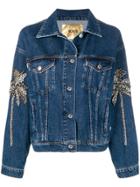 Msgm Crystal Embellished Denim Jacket - Blue