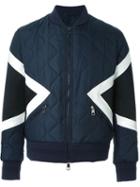 Neil Barrett Geometric Panelled Bomber Jacket, Men's, Size: Large, Blue, Polyamide/acetate/polyester/cupro