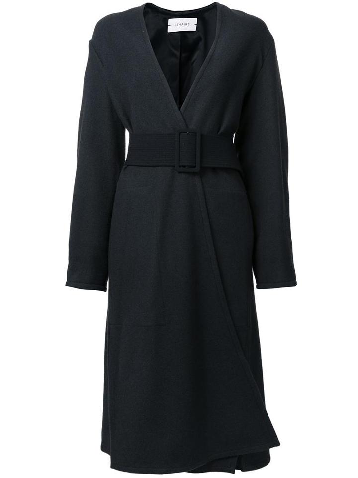 Lemaire Belted Single Breasted Coat, Women's, Size: 36, Grey, Wool
