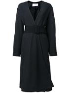 Lemaire Belted Single Breasted Coat, Women's, Size: 36, Grey, Wool