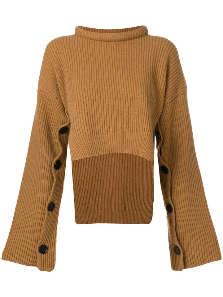Erika Cavallini Cropped Rib Knit Sweater - Brown