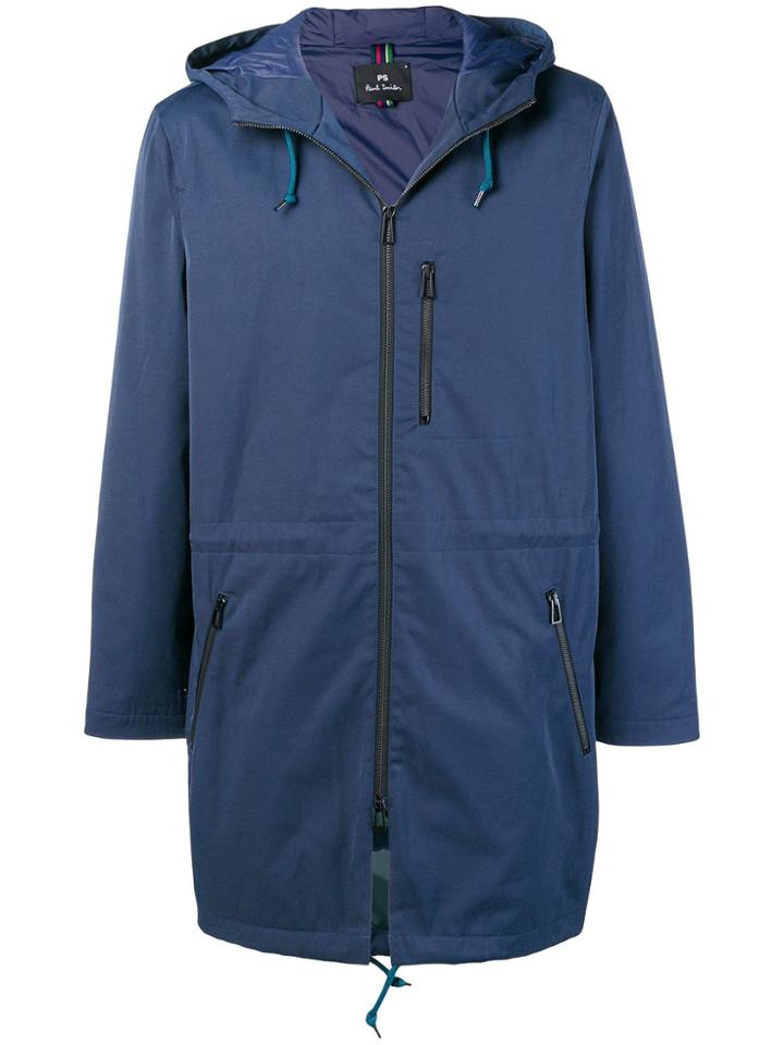 Ps By Paul Smith Midi Zipped Parka - Blue