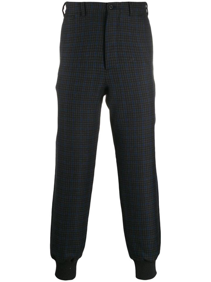 Alexander Mcqueen Check Print Tapered Trousers - Black
