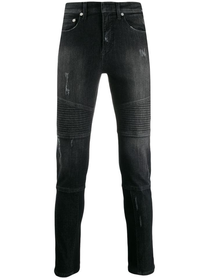Neil Barrett Ribbed Biker Jeans - Black