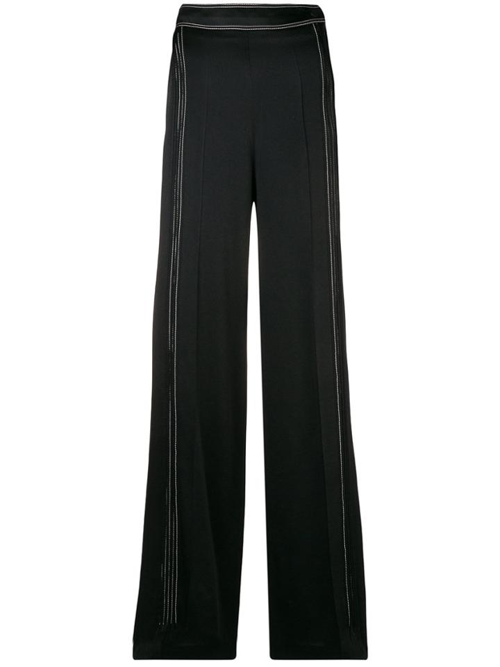 Valentino Contrast Stitching Palazzo Pants - Black