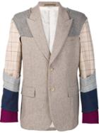 Comme Des Garçons Homme Plus Plaid Contrast Sleeve Blazer, Men's, Size: Large, Brown, Wool