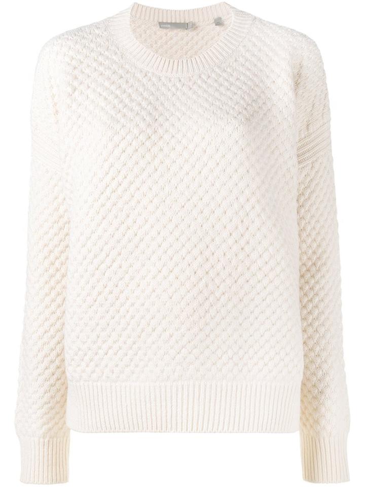 Vince Crew Neck Jumper, Women's, Size: Small, White, Wool/yak