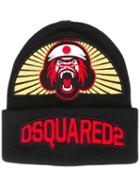 Dsquared2 Monkey Patch Beanie, Men's, Black, Wool