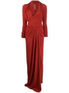 Rick Owens Draped Woven Maxi Dress - Red